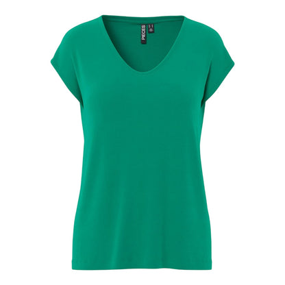 Pepper Green - Front - Pieces Womens-Ladies Pckamala Knitted V Neck T-Shirt