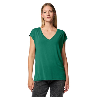 Pepper Green - Side - Pieces Womens-Ladies Pckamala Knitted V Neck T-Shirt