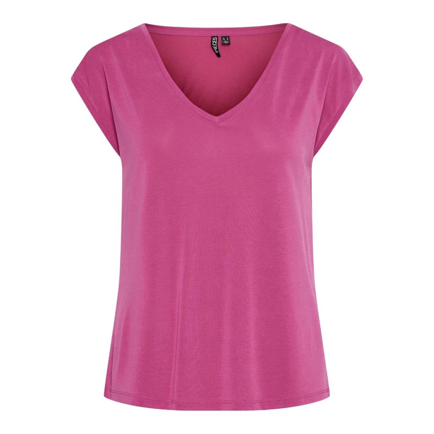 Festival Fuchsia - Front - Pieces Womens-Ladies Pckamala Knitted V Neck T-Shirt