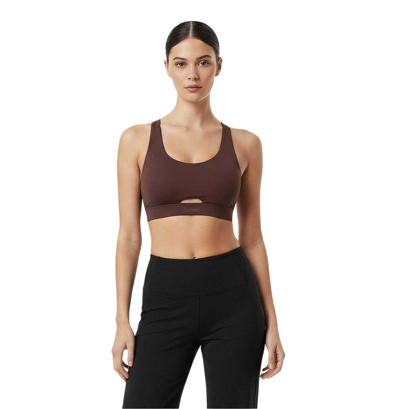 Espresso - Side - USA Womens-Ladies Pro Twisted Sports Bra
