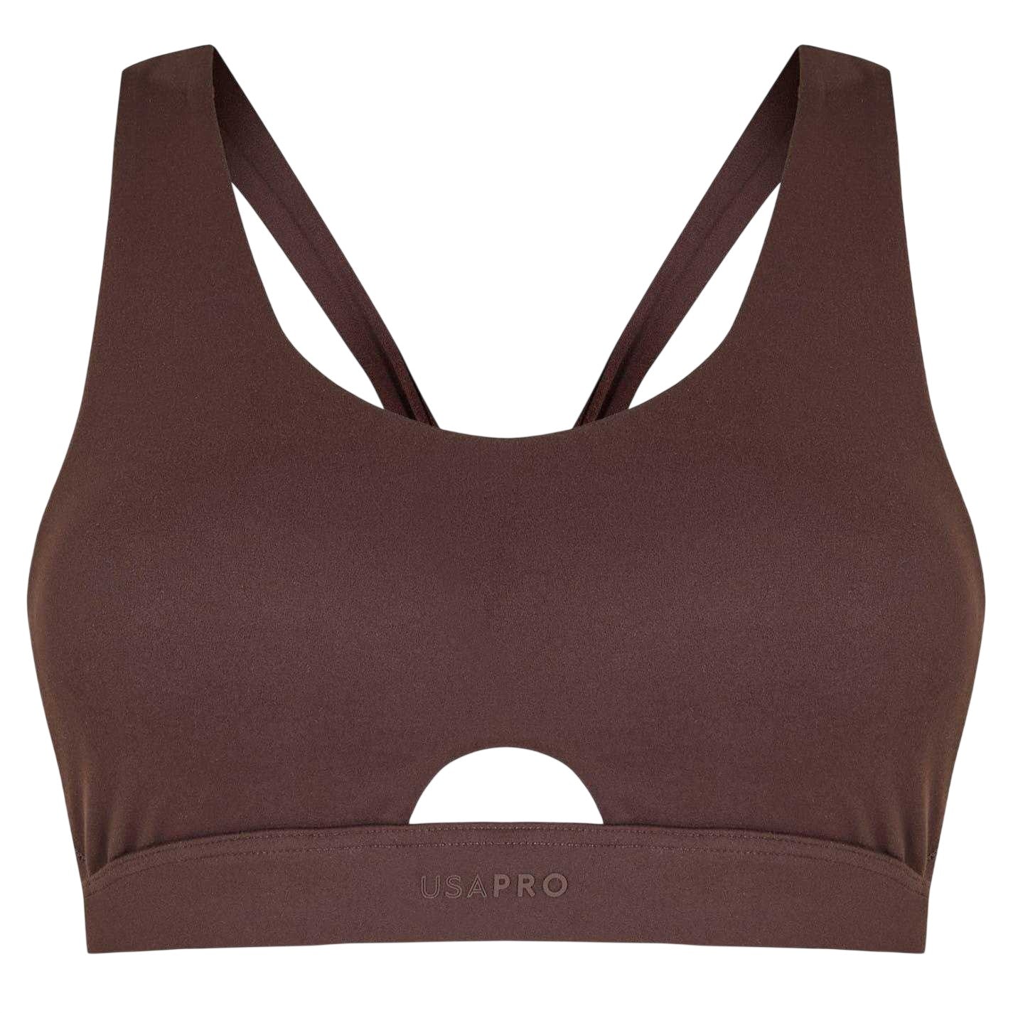 Espresso - Front - USA Womens-Ladies Pro Twisted Sports Bra