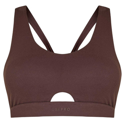Espresso - Front - USA Womens-Ladies Pro Twisted Sports Bra