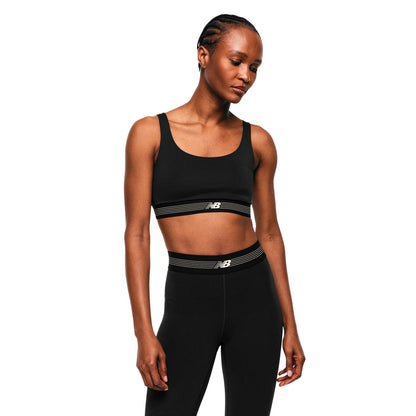 Black - Side - New Balance Womens-Ladies Logo Training Sports Bra