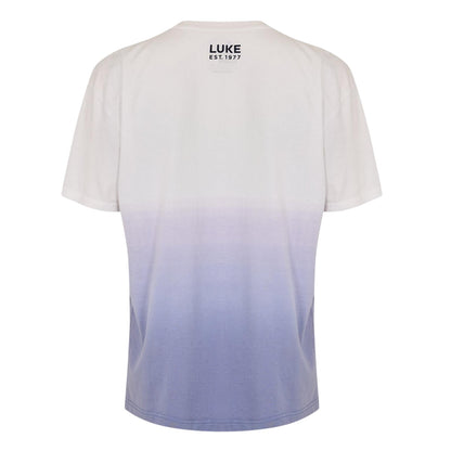 Navy - Back - Luke Mens Ombre Cotton Regular Short-Sleeved T-Shirt
