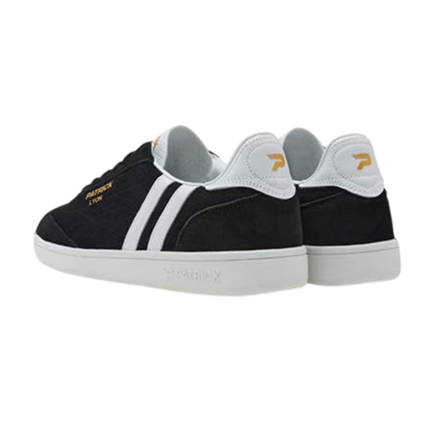 Black-White - Back - Patrick Mens Lyon Leather Cupsole Trainers