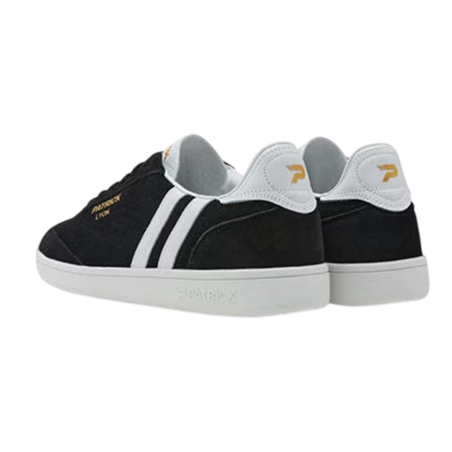 Black-White - Back - Patrick Mens Lyon Leather Cupsole Trainers