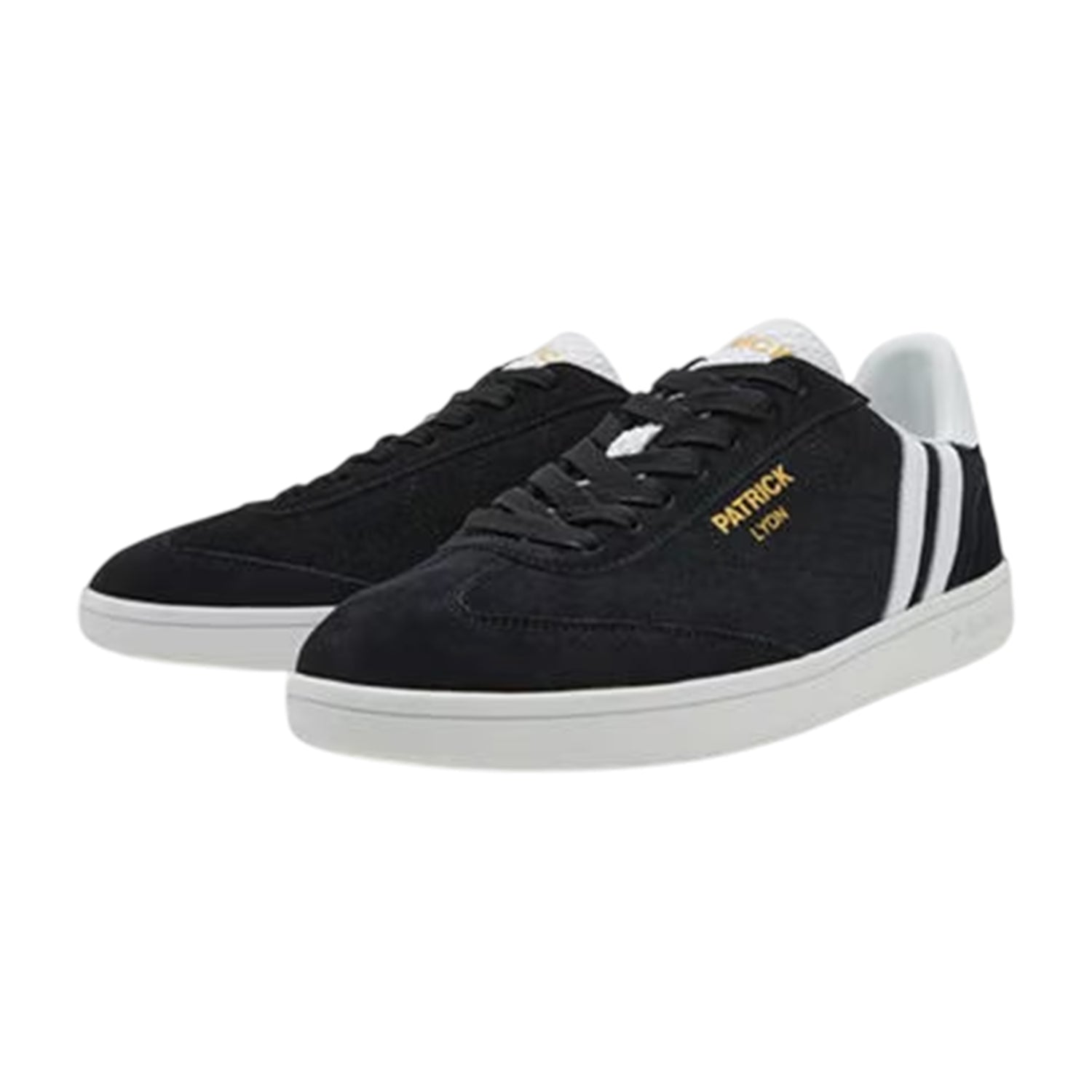 Black-White - Side - Patrick Mens Lyon Leather Cupsole Trainers