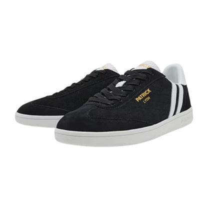 Black-White - Side - Patrick Mens Lyon Leather Cupsole Trainers