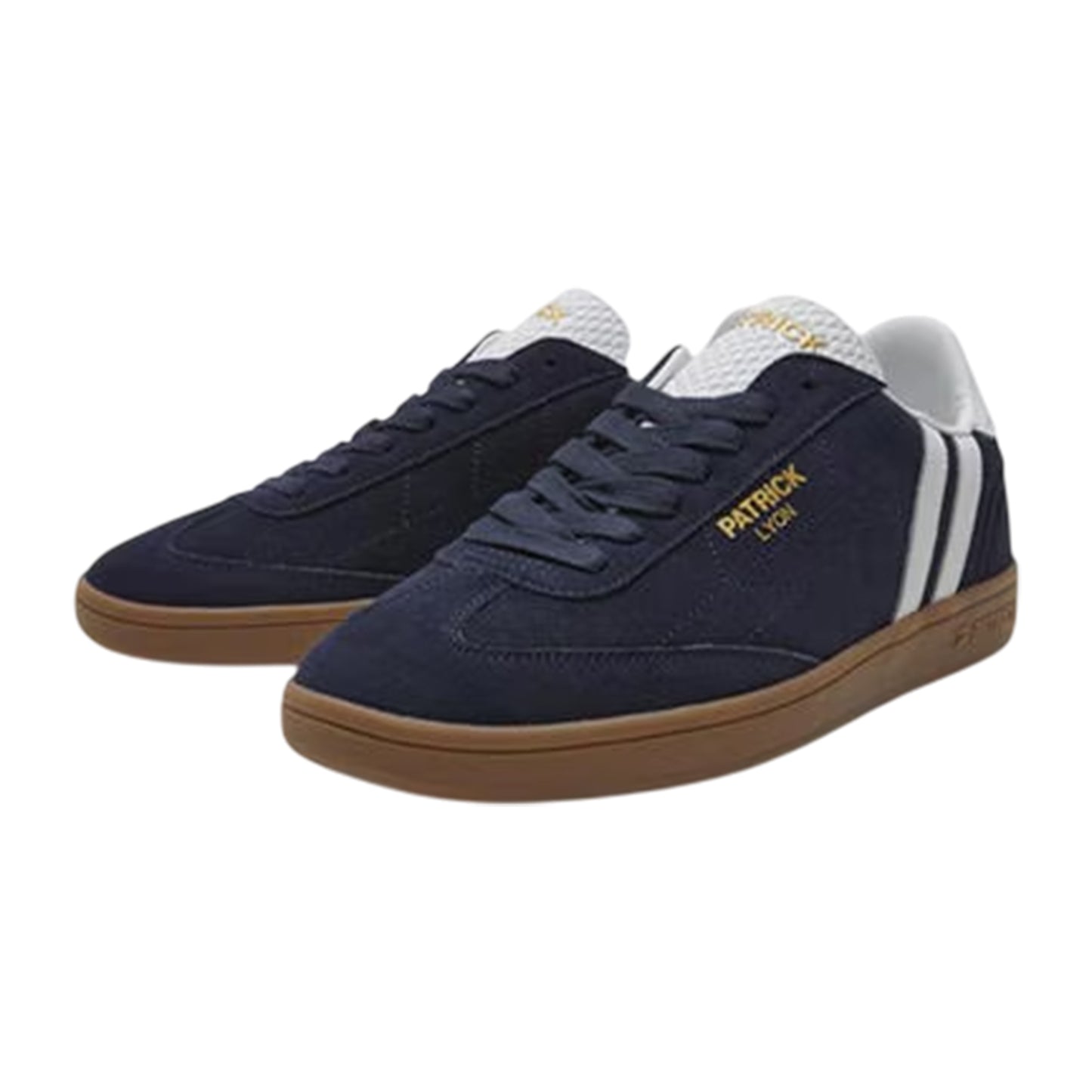 Navy-White-Gum - Side - Patrick Mens Lyon Leather Cupsole Trainers