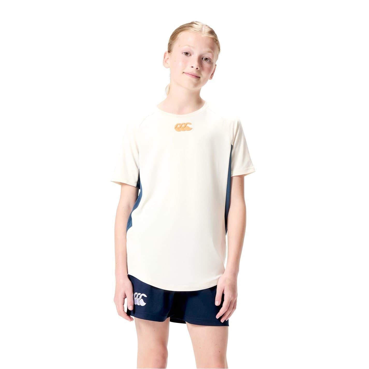 Grey-Navy - Side - Canterbury Childrens-Kids Vapodri Training T-Shirt
