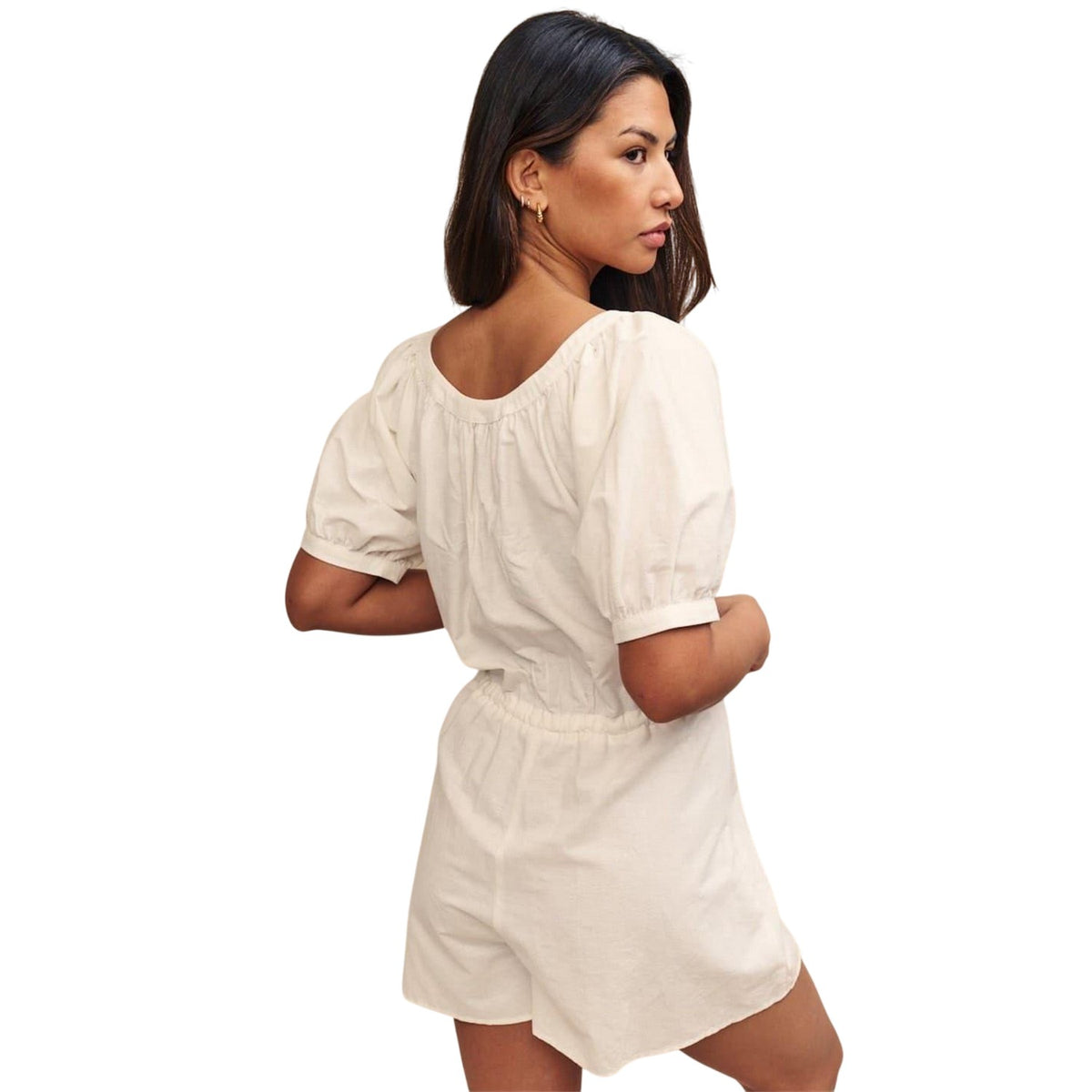 White - Back - Nobody´s Child Womens-Ladies Puff Sleeve Playsuit