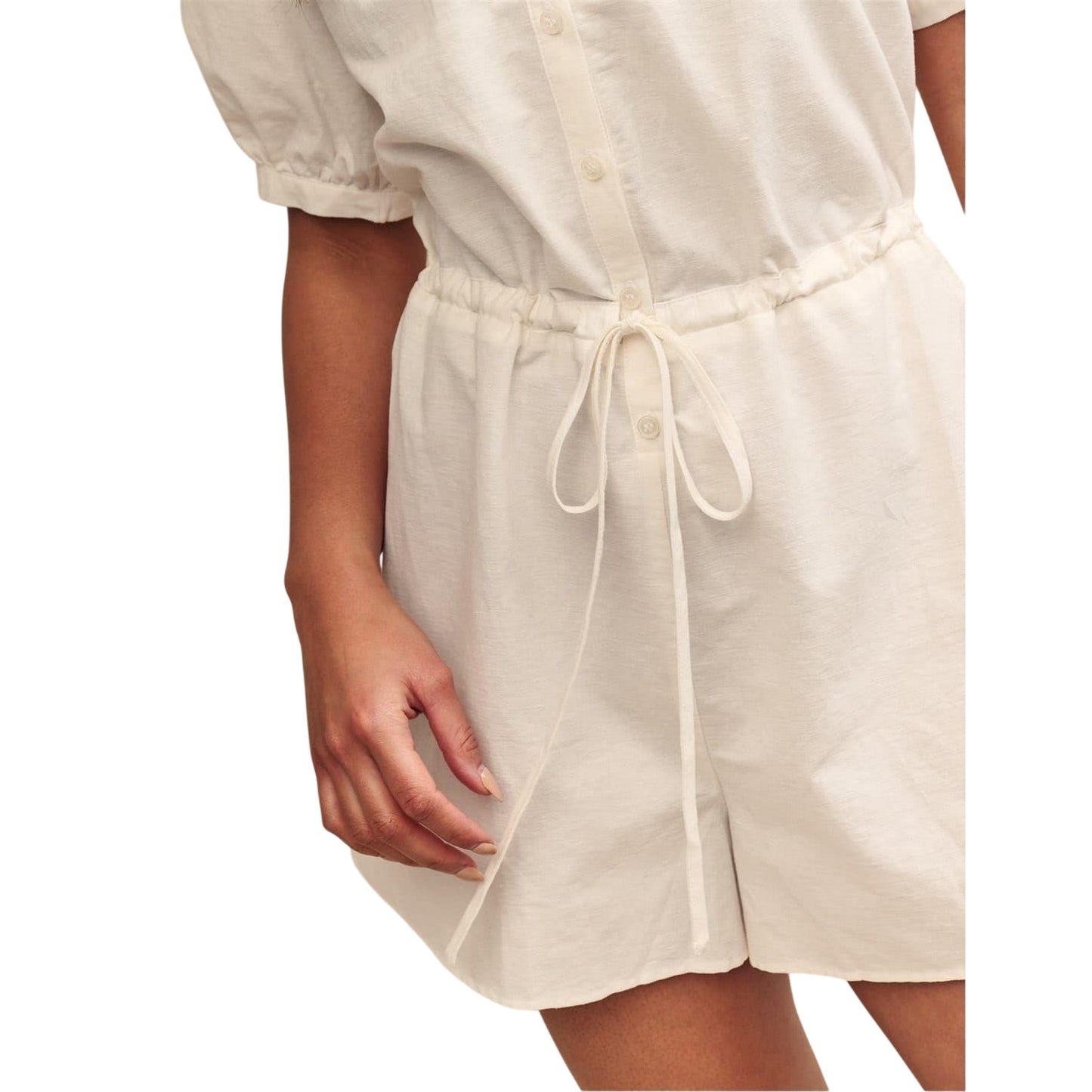 White - Side - Nobody´s Child Womens-Ladies Puff Sleeve Playsuit