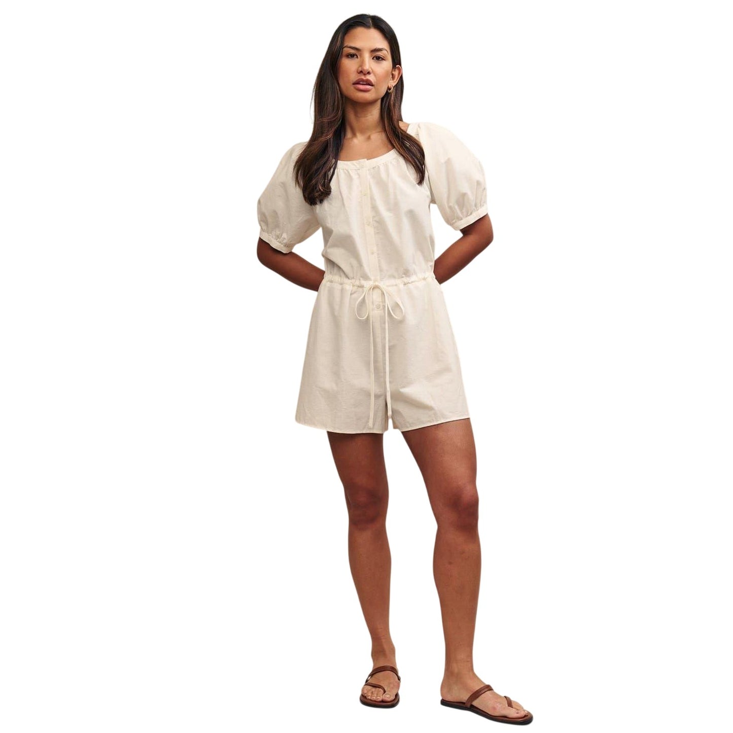 White - Lifestyle - Nobody´s Child Womens-Ladies Puff Sleeve Playsuit