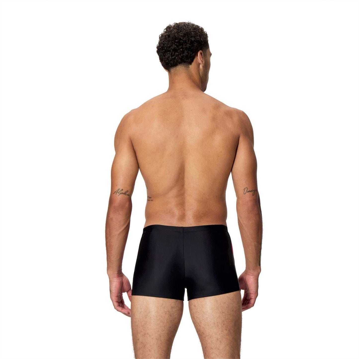 Black-Red - Back - Speedo Mens Dive Aquashort Swimming Trunks