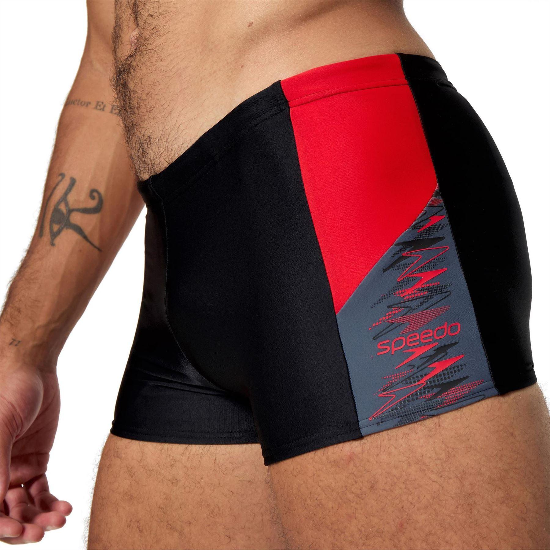 Black-Red - Side - Speedo Mens Dive Aquashort Swimming Trunks