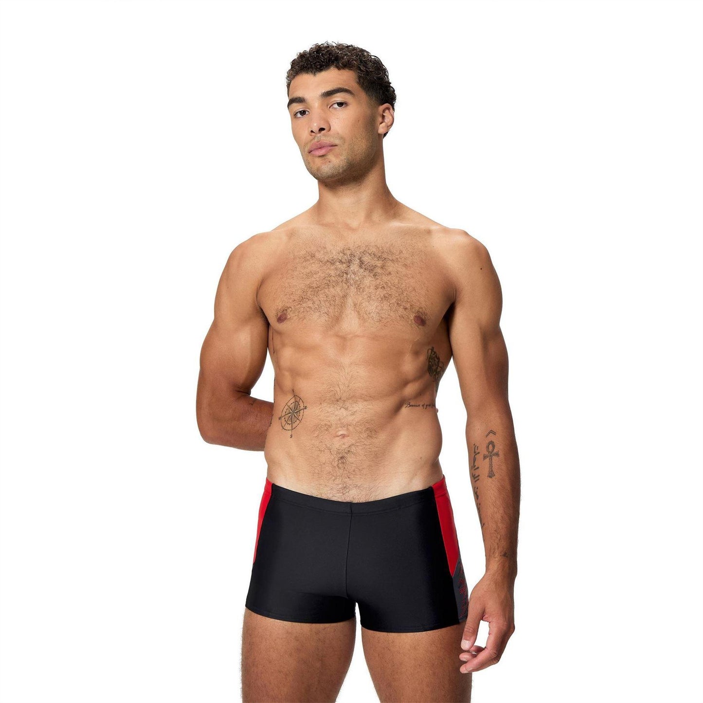 Black-Red - Front - Speedo Mens Dive Aquashort Swimming Trunks