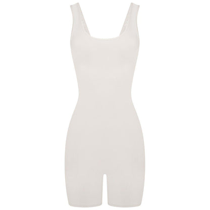 Grey - Side - Honeyz Womens-Ladies Ribbed Slim Sleeveless Playsuit