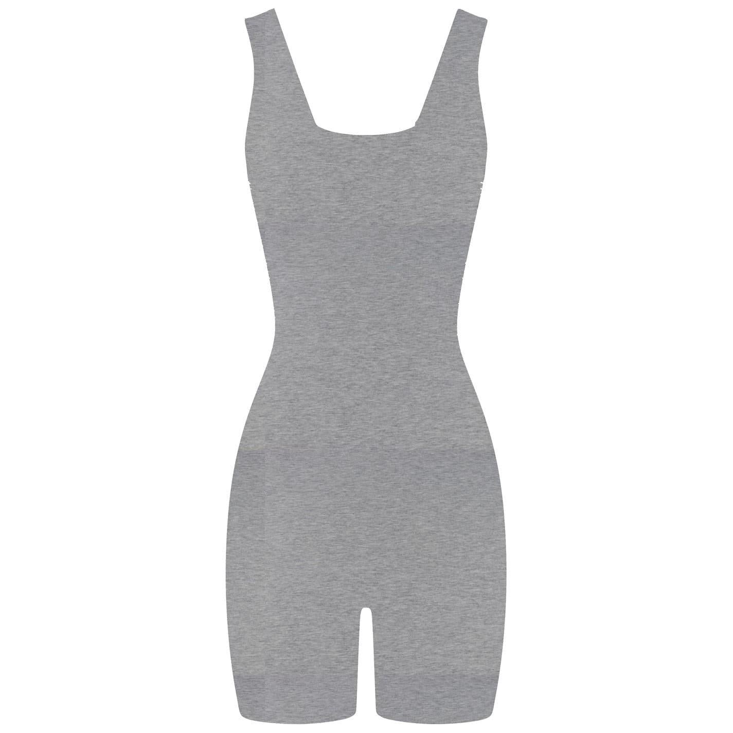 Grey - Front - Honeyz Womens-Ladies Ribbed Slim Sleeveless Playsuit