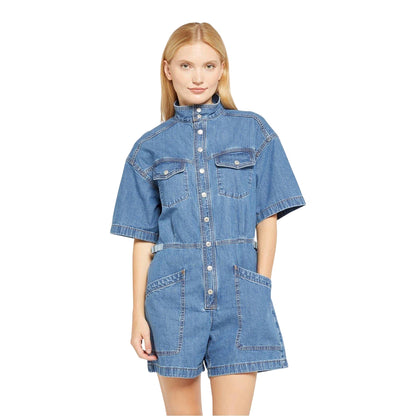 Blue - Side - Levis Womens-Ladies Denim Casual Romper