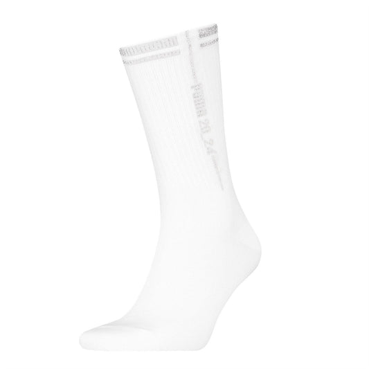 White - Front - Puma Womens-Ladies Logo Crew Socks