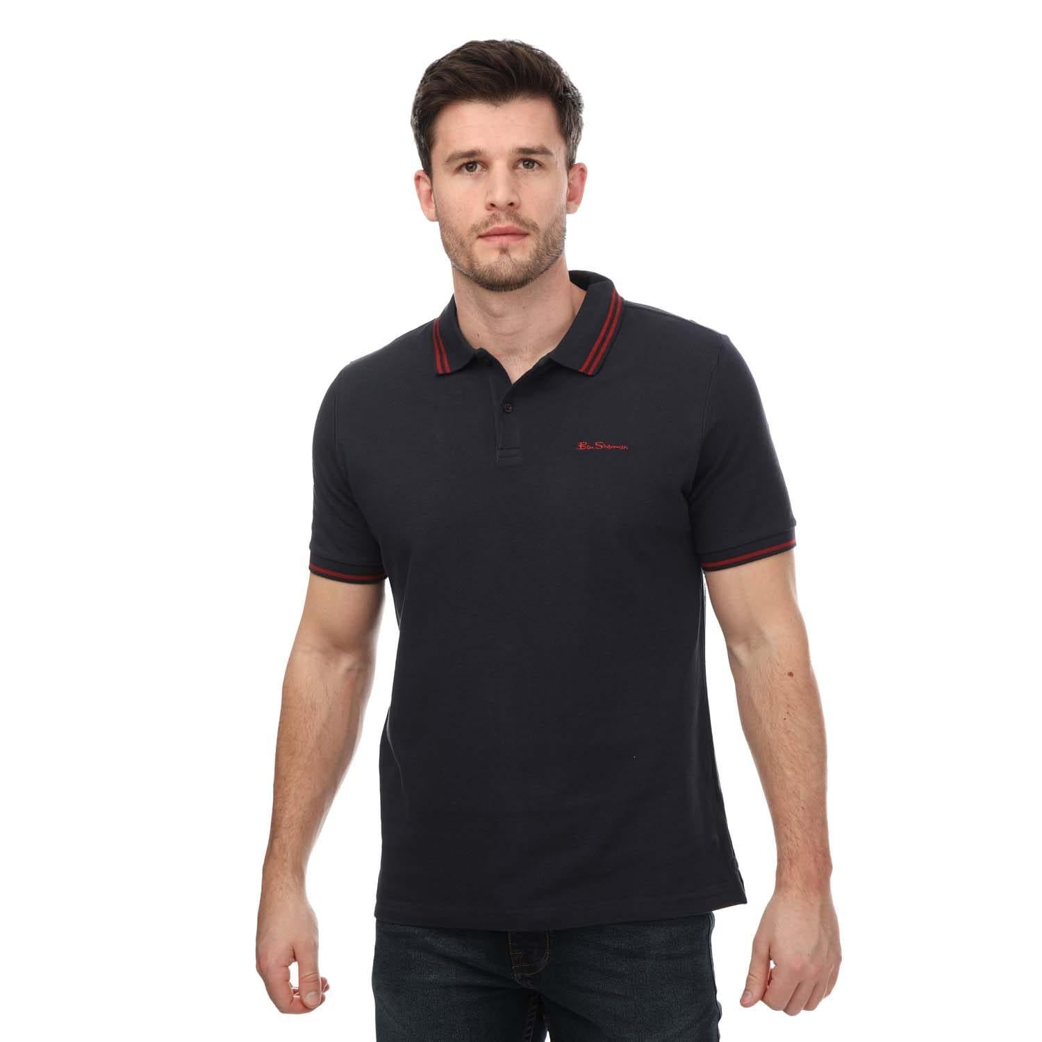 Navy - Front - Ben Sherman Mens Twin Tipped Polo Shirt
