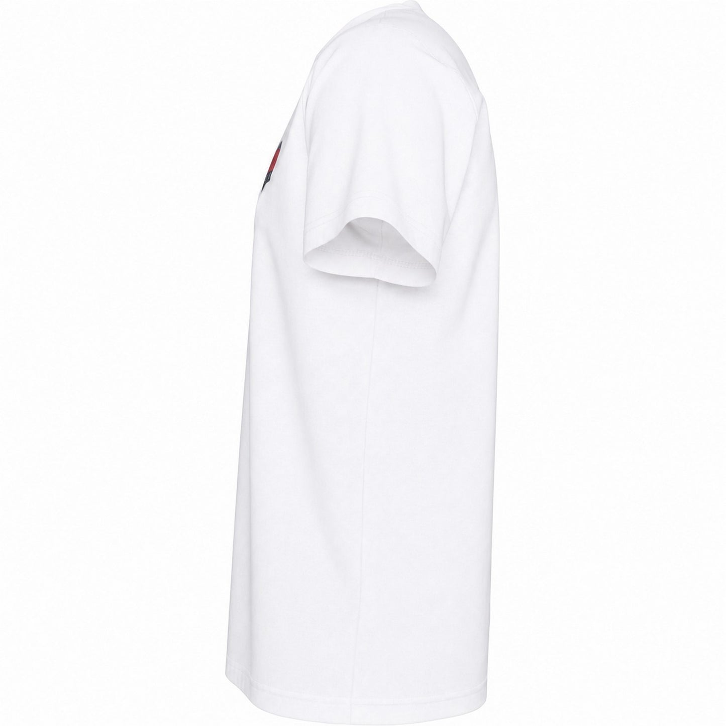 White - Side - Tommy Jeans Mens Flag Crew Neck Slim T-Shirt