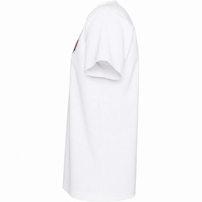 White - Side - Tommy Jeans Mens Flag Crew Neck Slim T-Shirt