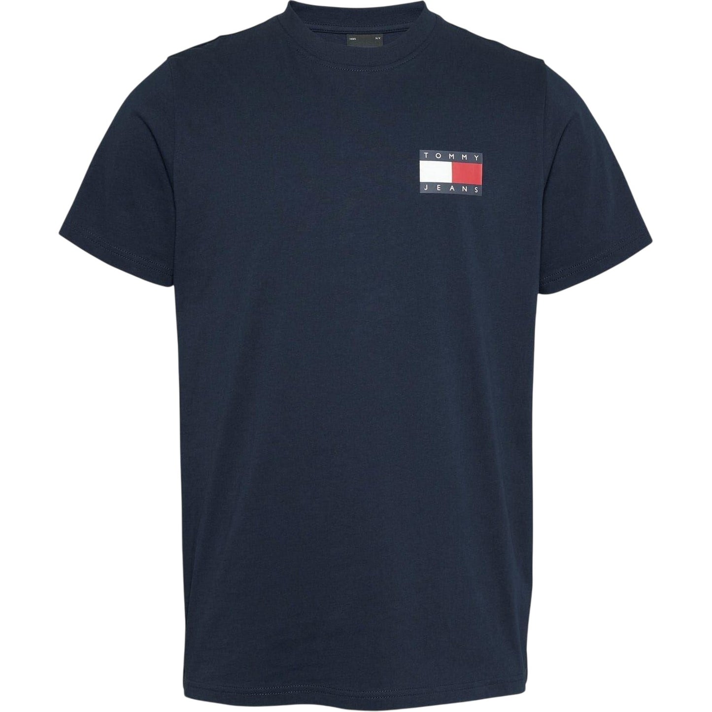 Night Blue - Front - Tommy Jeans Mens Flag Crew Neck Slim T-Shirt