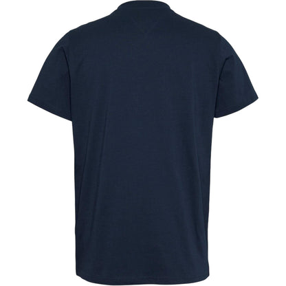 Night Blue - Back - Tommy Jeans Mens Flag Crew Neck Slim T-Shirt
