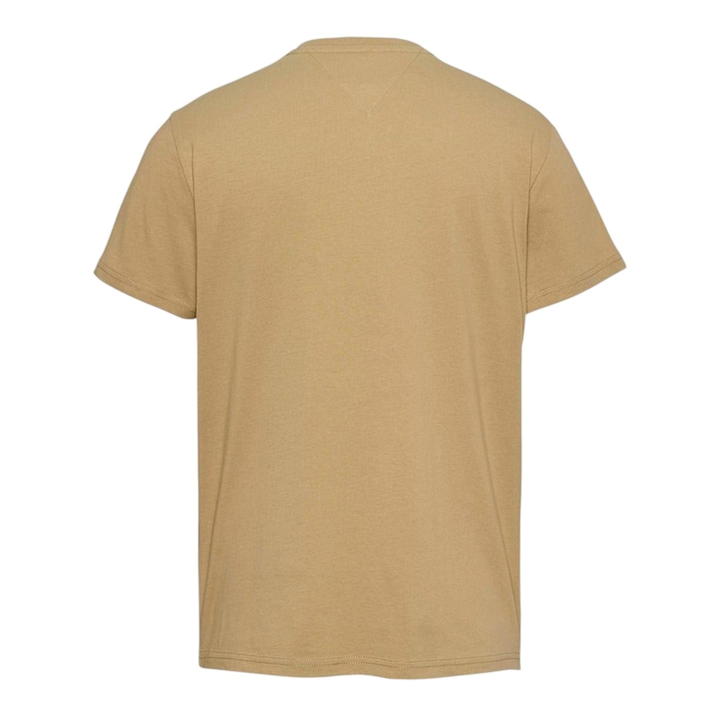 Tan - Back - Tommy Jeans Mens Flag Crew Neck Slim T-Shirt