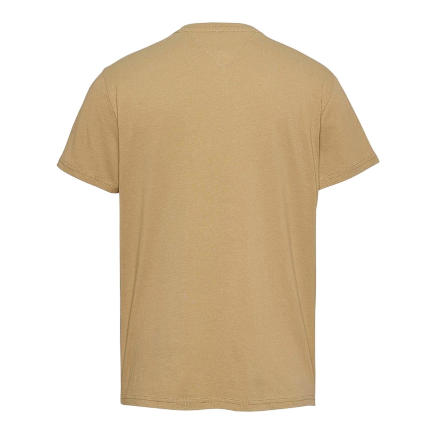 Tan - Back - Tommy Jeans Mens Flag Crew Neck Slim T-Shirt