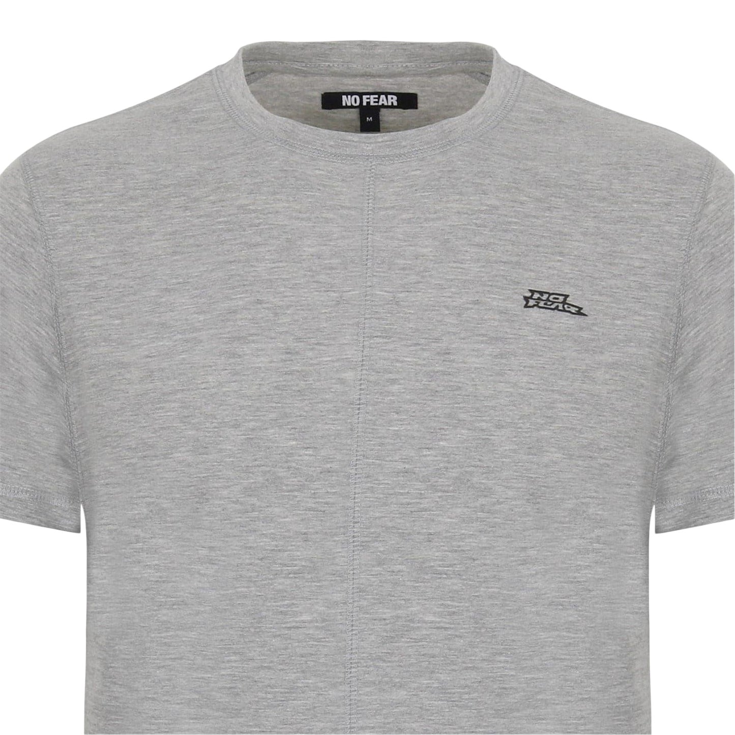 Grey - Side - No Fear Mens Crew Neck Slim T-Shirt
