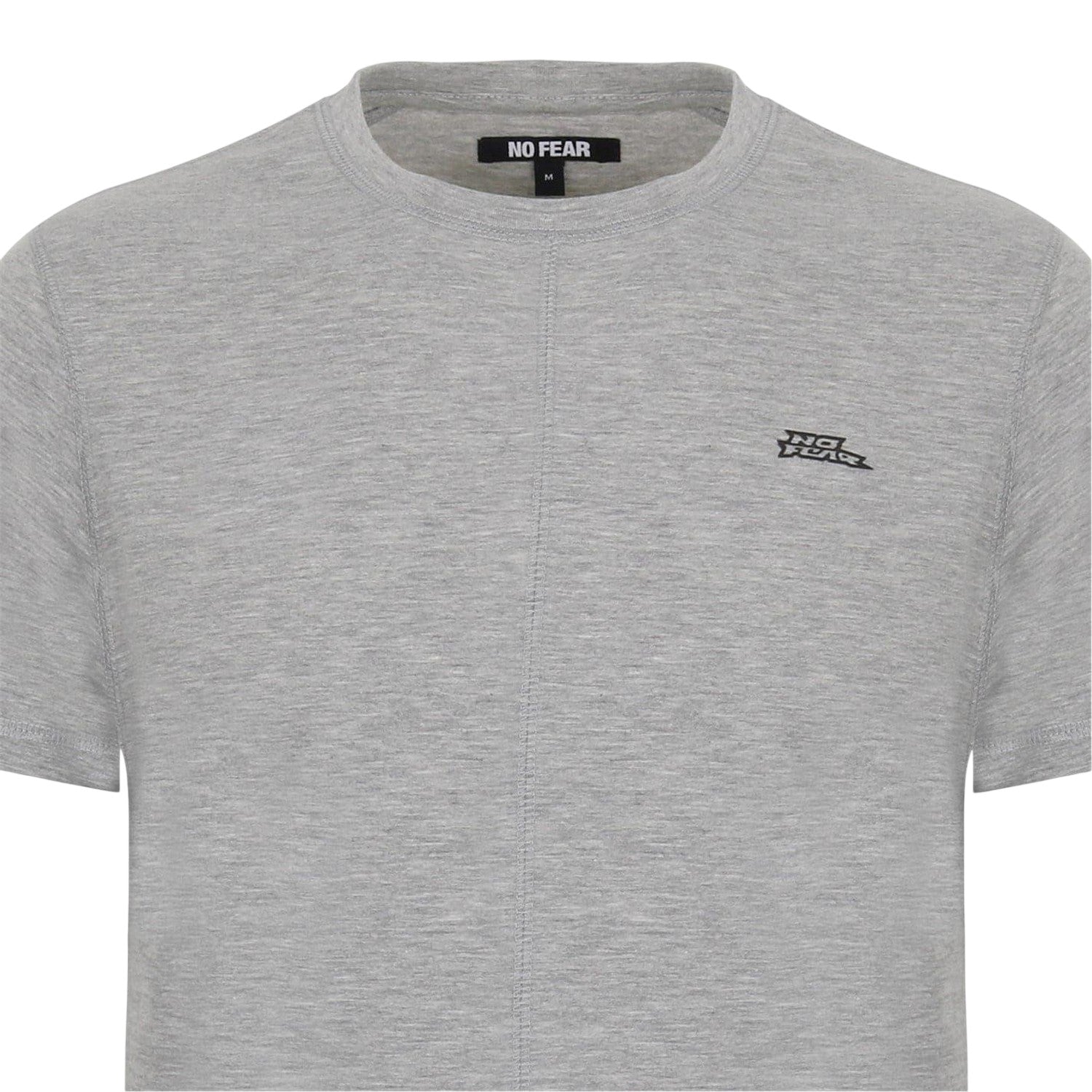 Grey - Side - No Fear Mens Crew Neck Slim T-Shirt