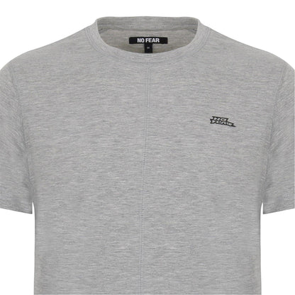 Grey - Side - No Fear Mens Crew Neck Slim T-Shirt
