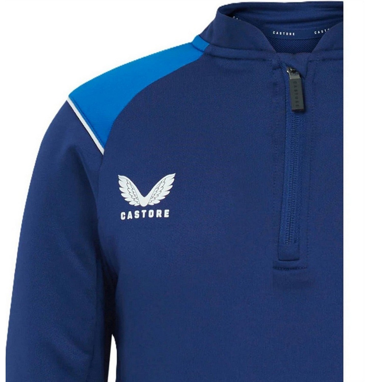 Navy - Side - Castore Childrens-Kids Rangers FC Quarter Zip Top