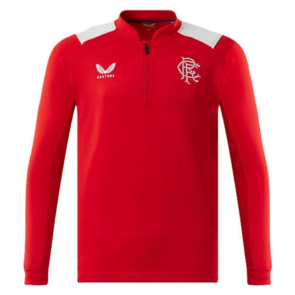 Red - Front - Castore Childrens-Kids Rangers FC Quarter Zip Top