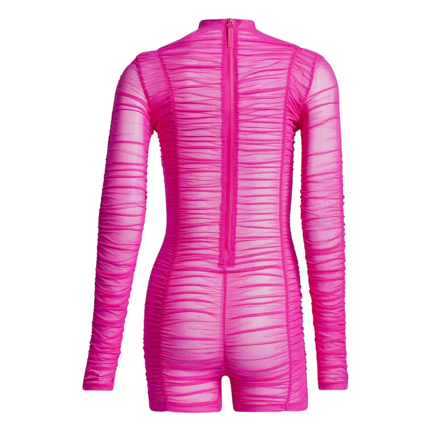 Pink - Back - Adidas Womens-Ladies Ivy Park Mesh Fitted Long-Sleeved Romper