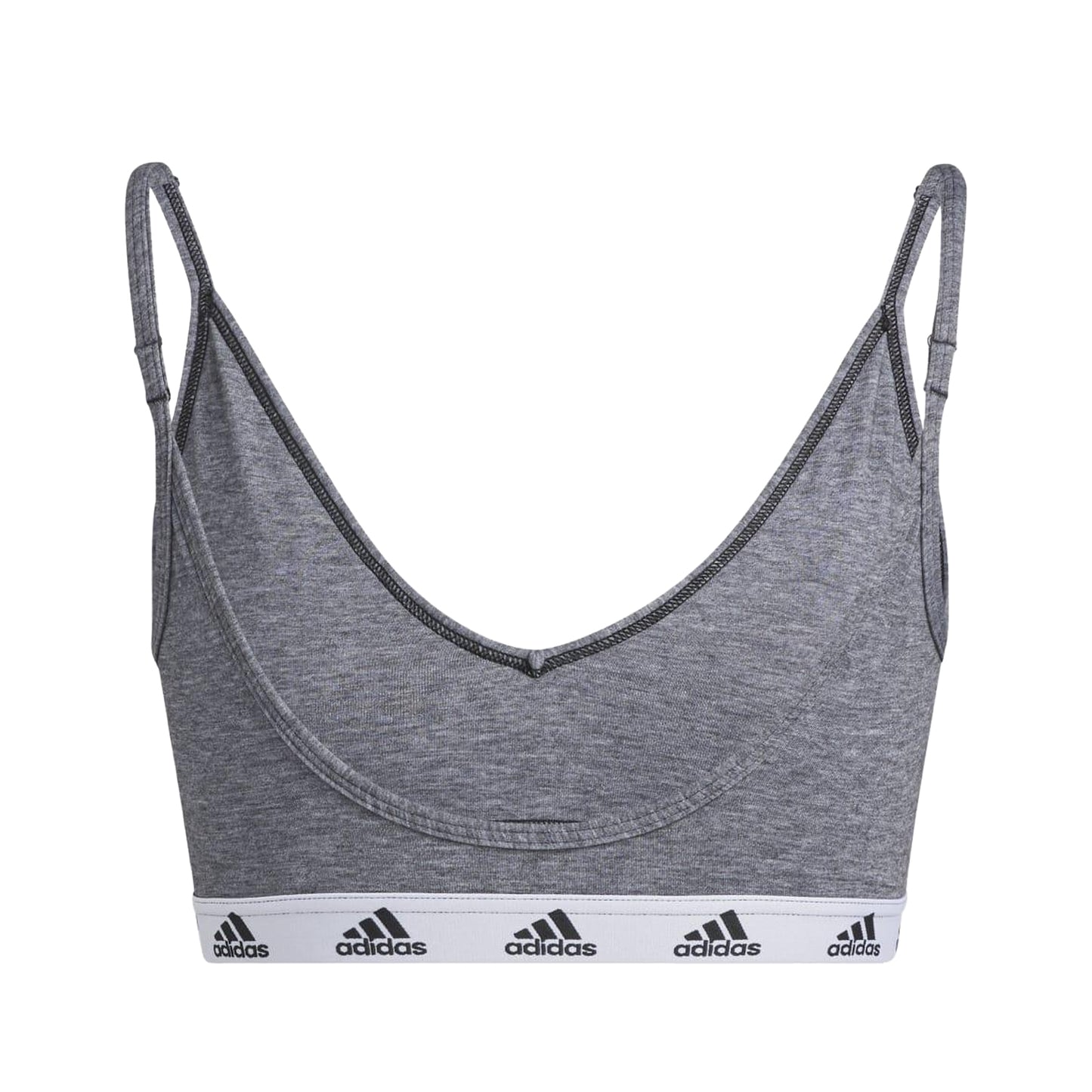 Grey-Black - Back - Adidas Womens-Ladies Purebare Lights Sports Bra
