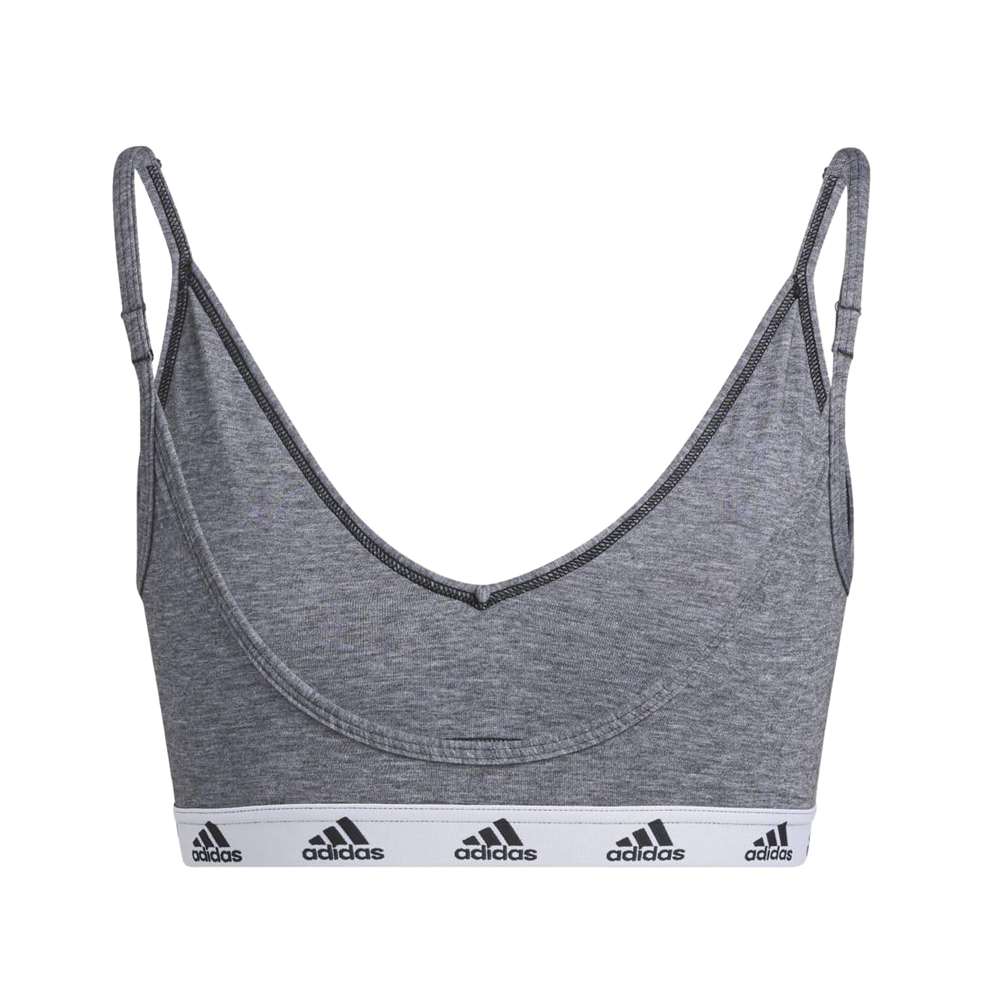 Grey-Black - Back - Adidas Womens-Ladies Purebare Lights Sports Bra