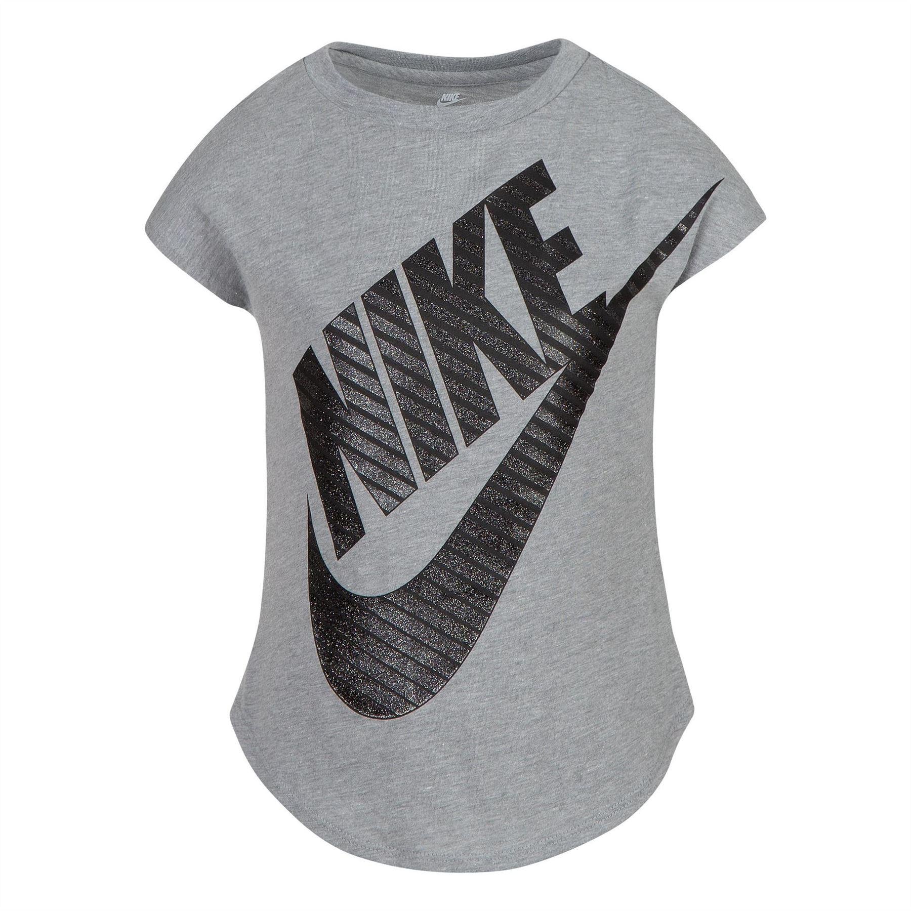 Grey Heather - Front - Nike Girls Futura Jumbo T-Shirt