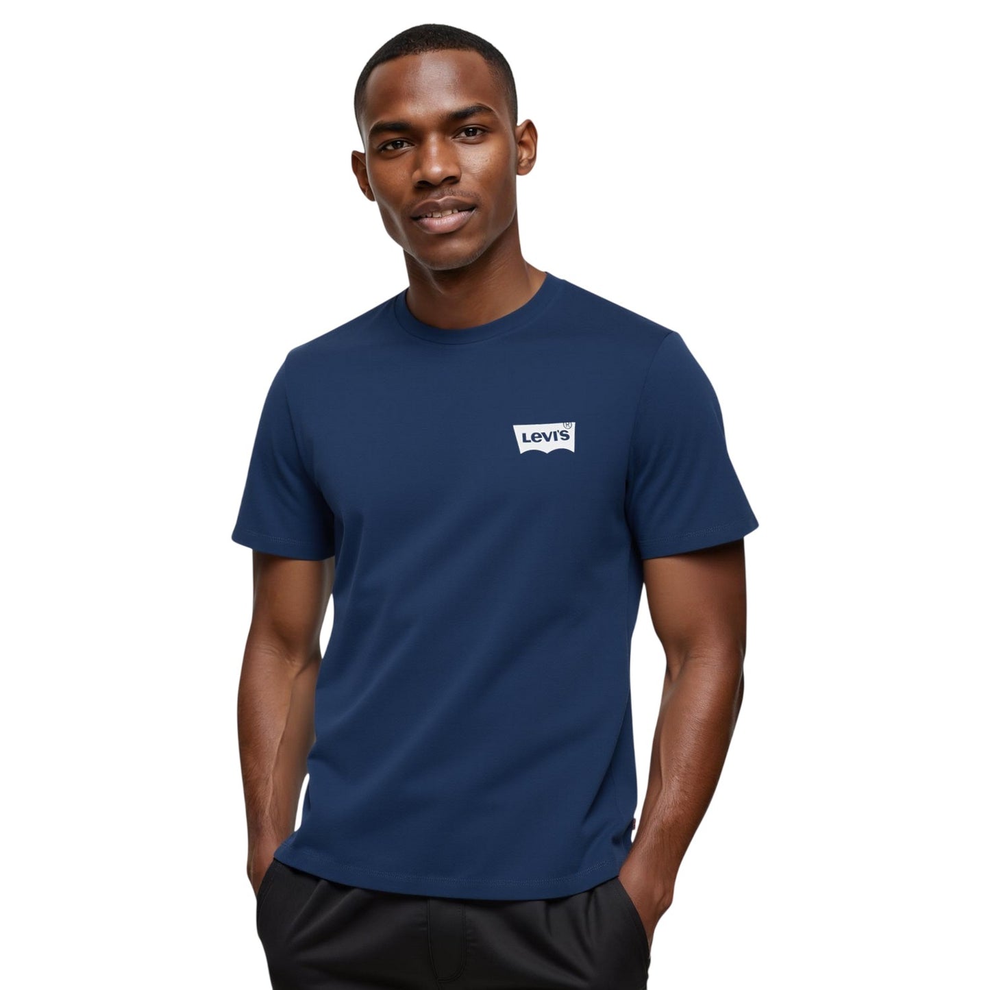 Navy Blue - Side - Levis Mens Varsity Circle Batwing Logo Crew Neck T-Shirt