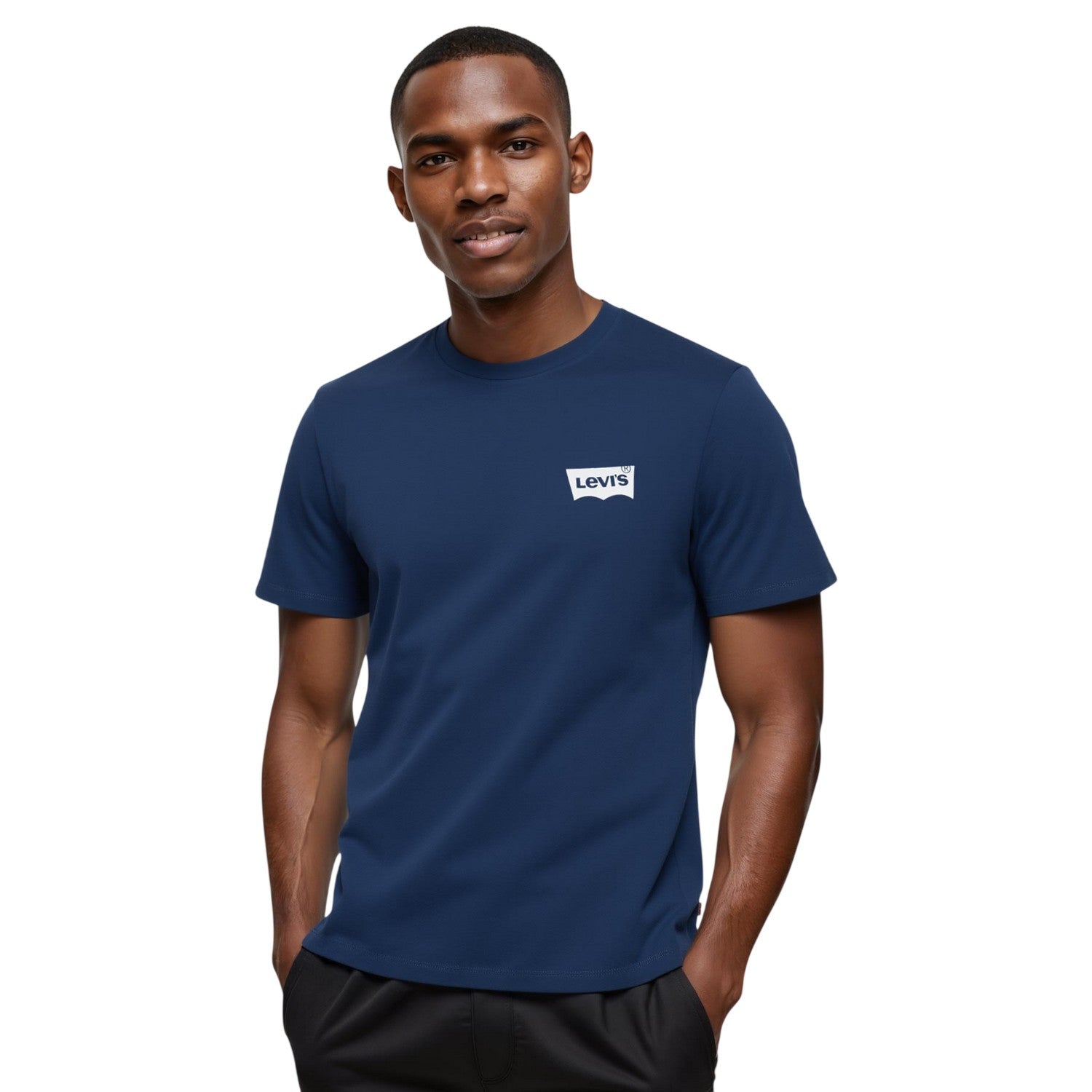 Navy Blue - Side - Levis Mens Varsity Circle Batwing Logo Crew Neck T-Shirt