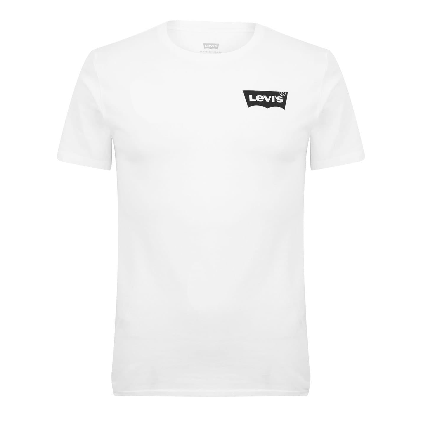 White - Front - Levis Mens Varsity Circle Batwing Logo Crew Neck T-Shirt