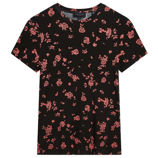 Black - Front - Ted Baker Womens-Ladies Floral All-Over Print T-Shirt