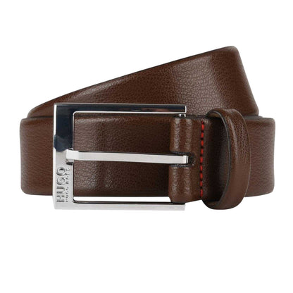 Brown - Front - Hugo Mens Gellot Leather Belt