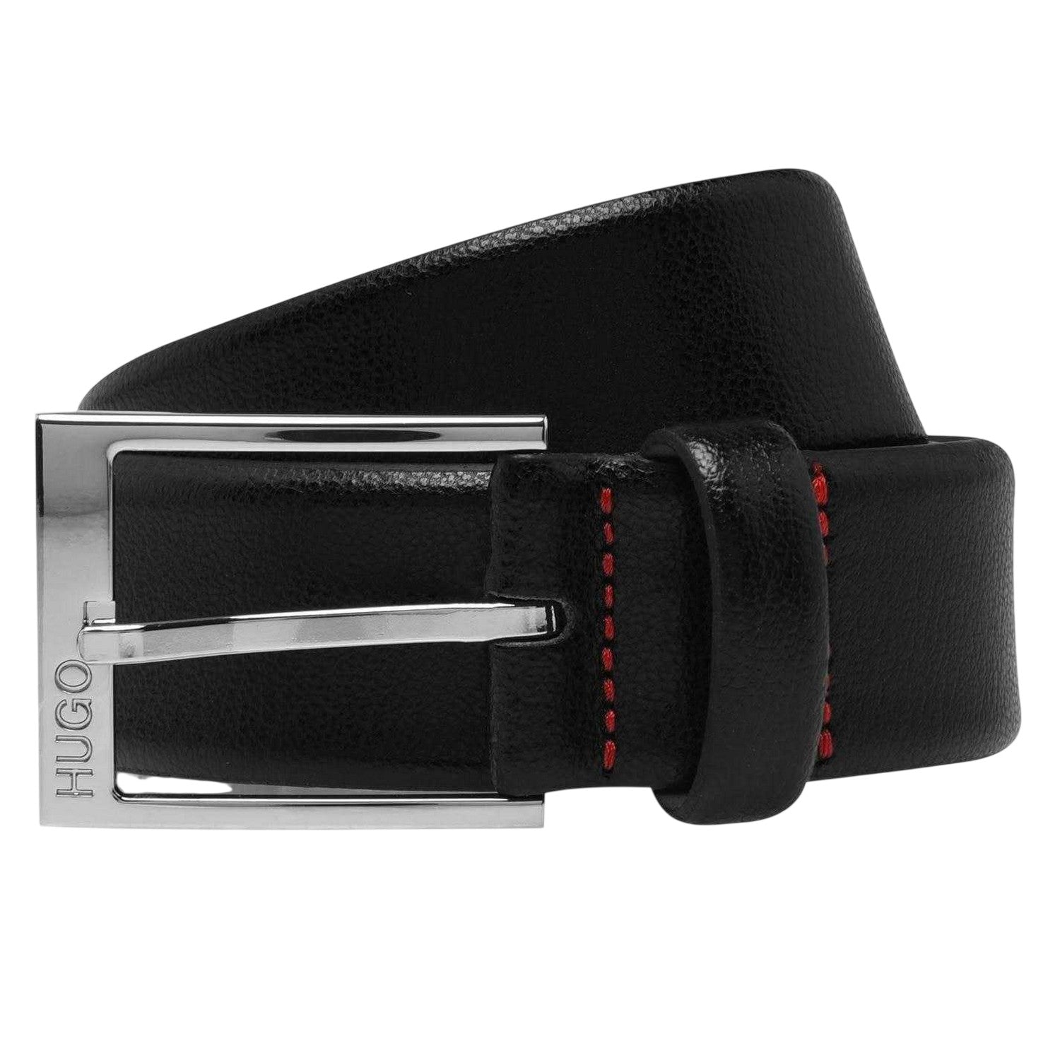 Black - Front - Hugo Mens Gellot Leather Belt