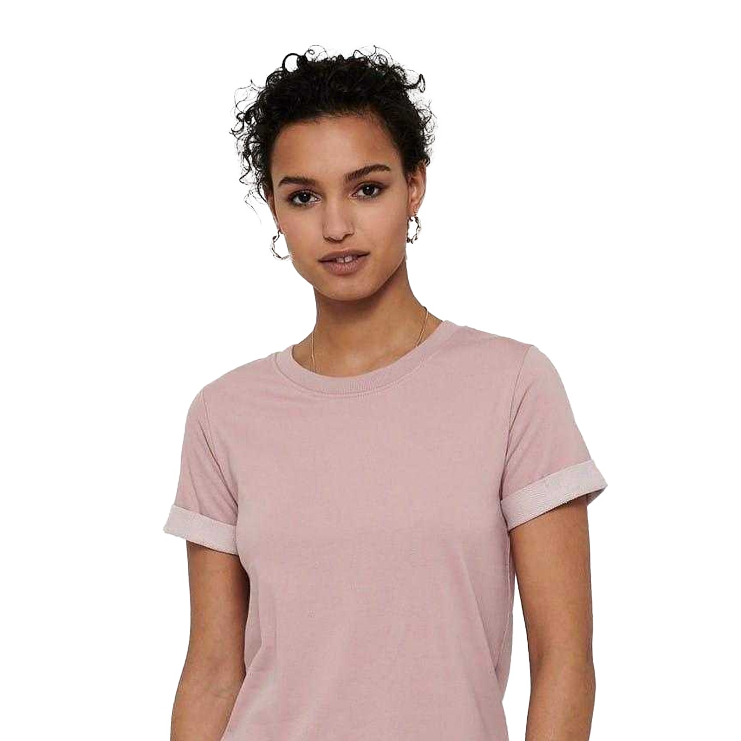 Rose - Side - Only Womens-Ladies Crew Neck Mini Shirt Dress