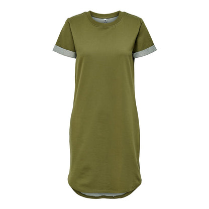 Martini Olive - Front - Only Womens-Ladies Crew Neck Mini Shirt Dress