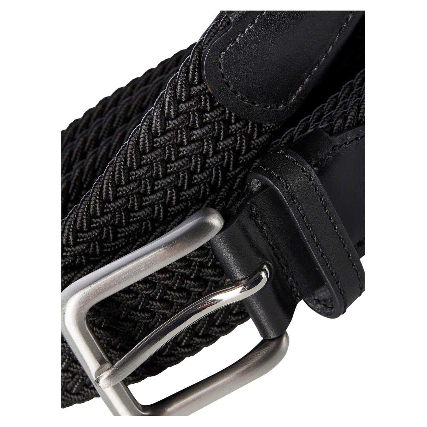 Black - Back - Jack And Jones Spring Woven Leather Belt