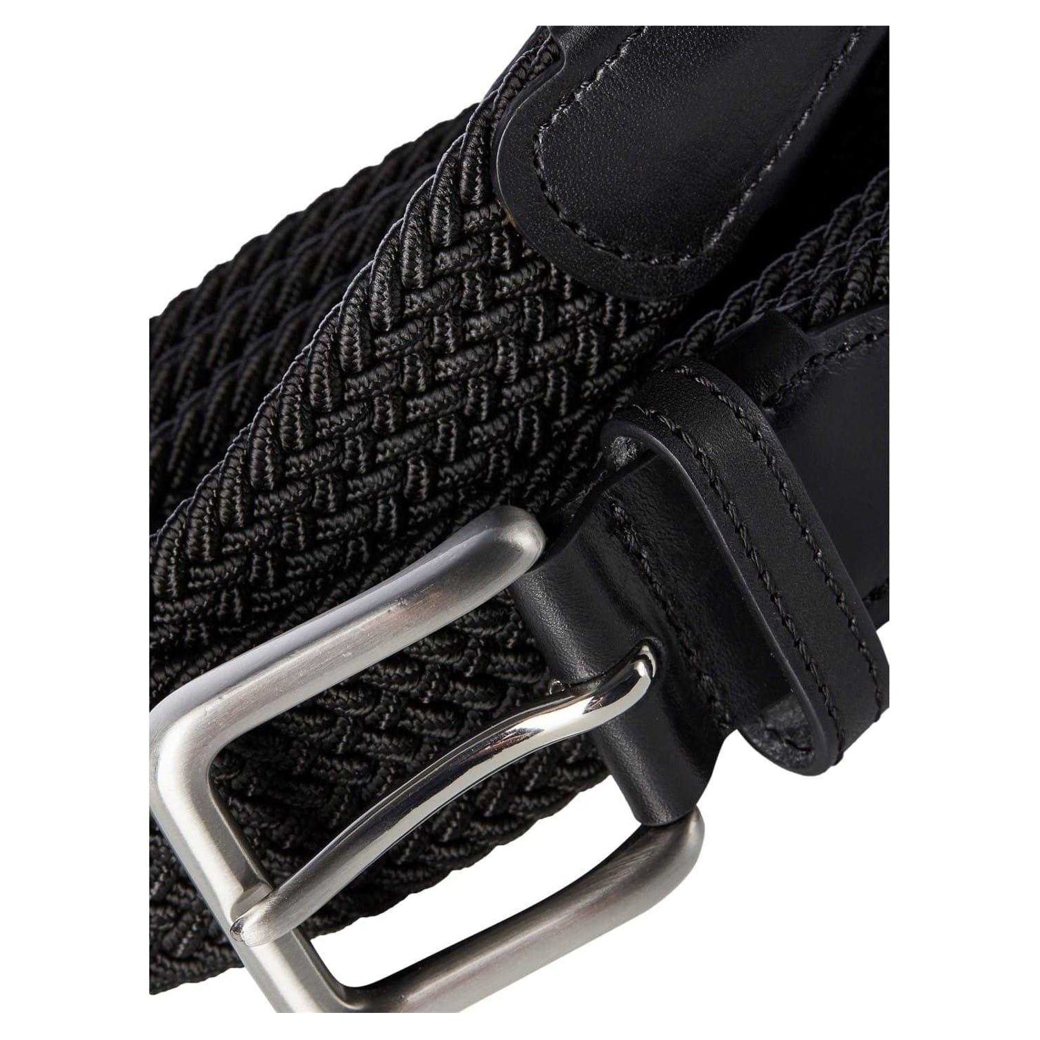 Black - Back - Jack And Jones Spring Woven Leather Belt